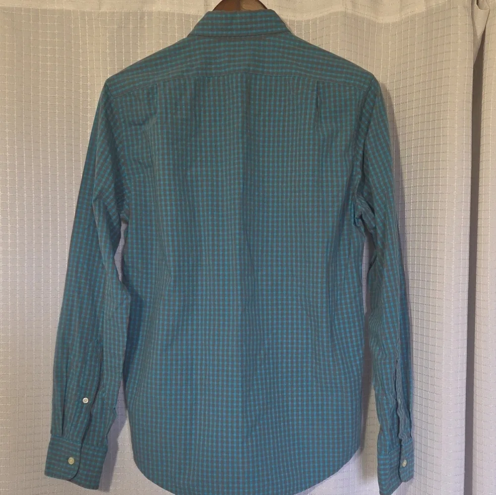 J. Crew Teal and Taupe Check Button-Down Shirt